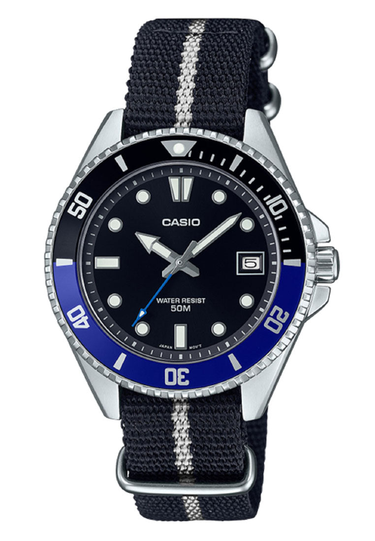 Casio MDV-10C-1A2 Analog Nylon Strap Watch For Women-Watch Portal Philippines