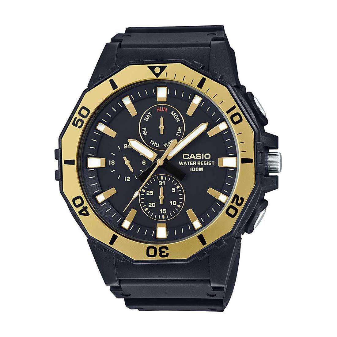 Casio MRW-400H-9AVDF Analog Black/Gold Yellow Resin Strap Watch for Men-Watch Portal Philippines