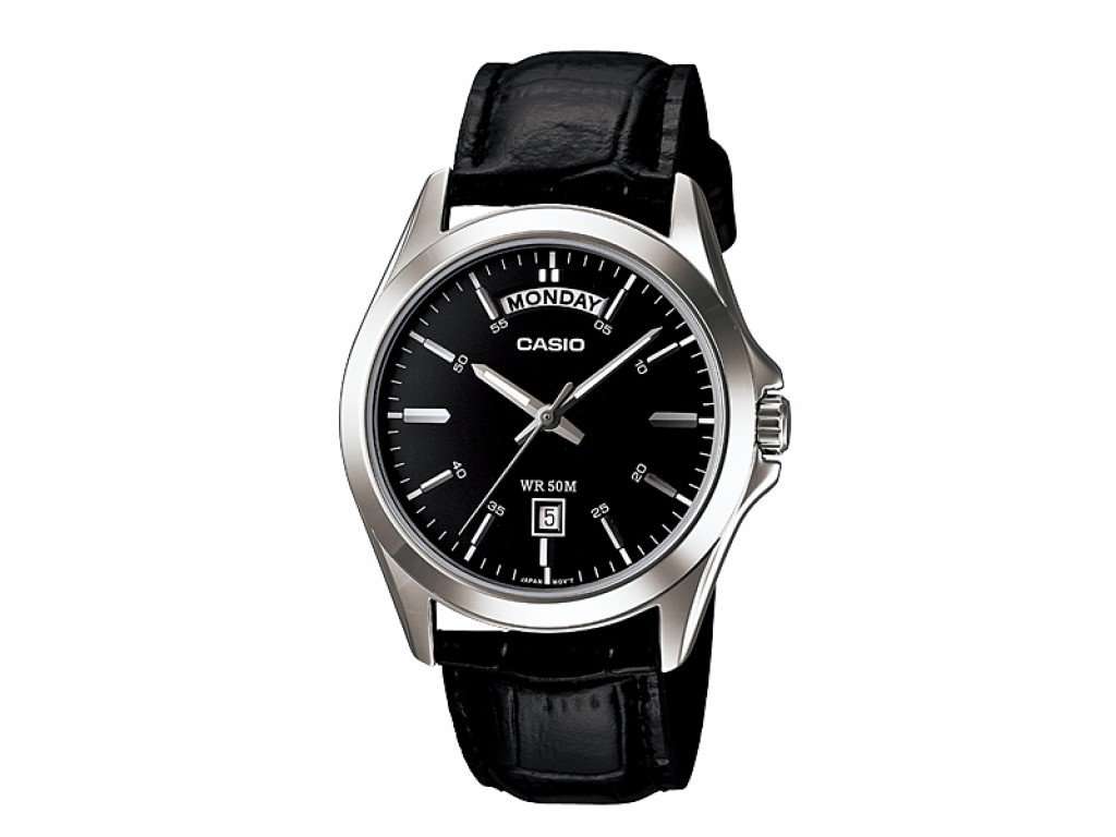 Casio MTP-1370L-1A Black Leather Strap Watch for Men-Watch Portal Philippines