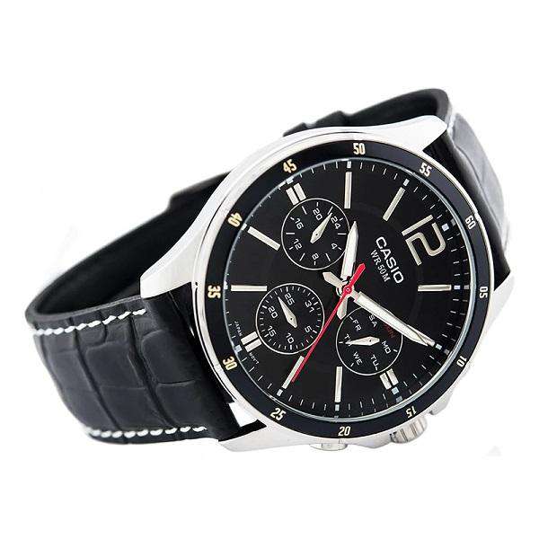 Casio MTP-1374L-1AVDF Black Leather Strap Watch for Men-Watch Portal Philippines