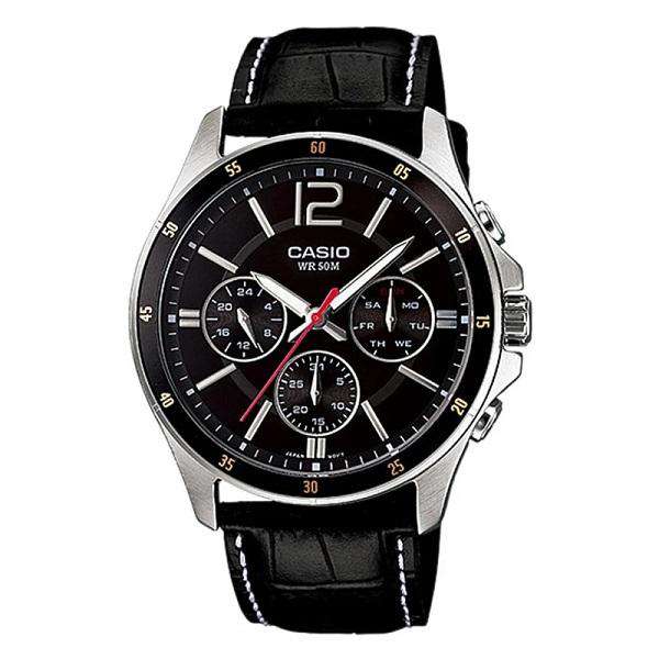 Casio MTP-1374L-1AVDF Black Leather Strap Watch for Men-Watch Portal Philippines