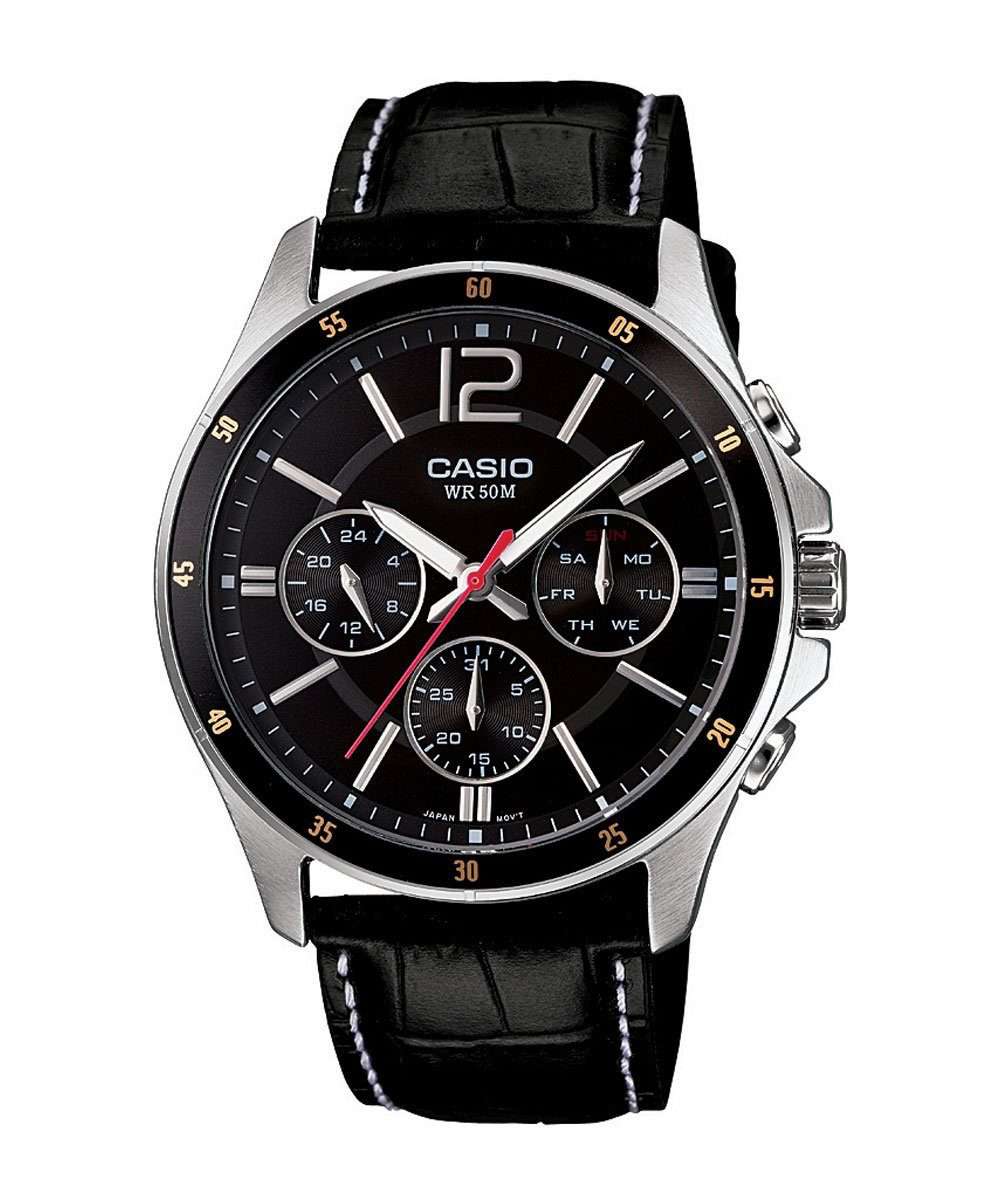 Casio MTP-1374L-1AVDF Black Leather Strap Watch for Men | Casio MTP-1374L-1AVDF Black Leather Strap Watch for Men |