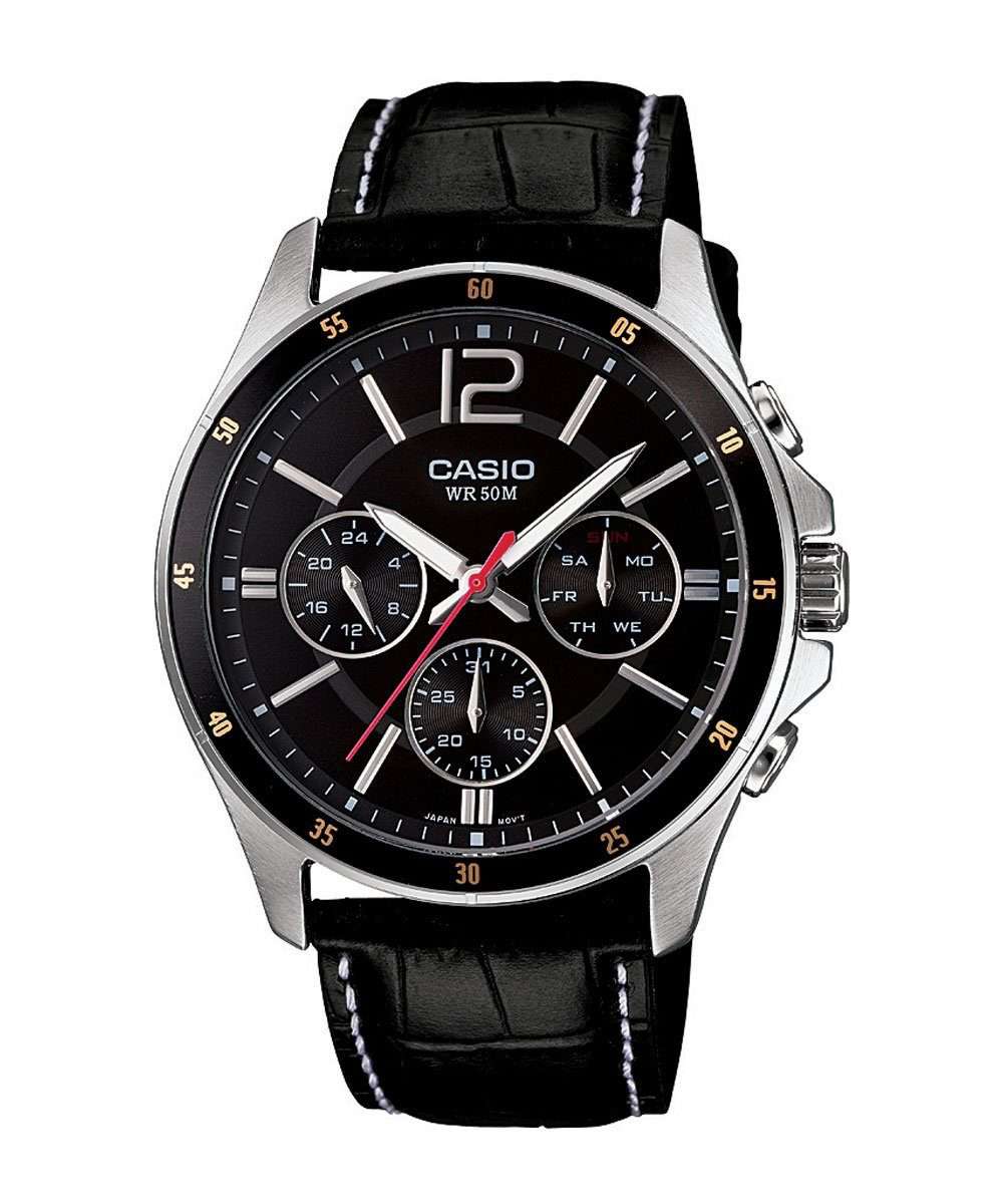 Casio MTP-1374L-1AVDF Black Leather Strap Watch for Men-Watch Portal Philippines