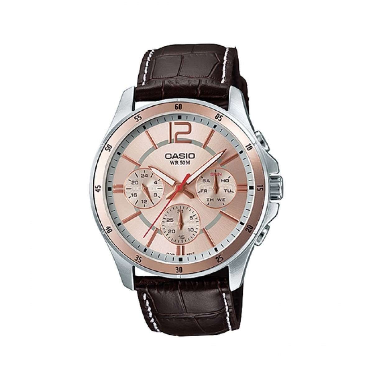 Casio MTP-1374L-9AVDF Brown Leather Strap Watch for Men-Watch Portal Philippines