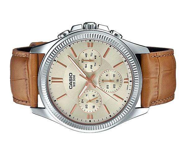 Casio MTP-1375L-9A Light Brown Leather Strap Watch for Men-Watch Portal Philippines