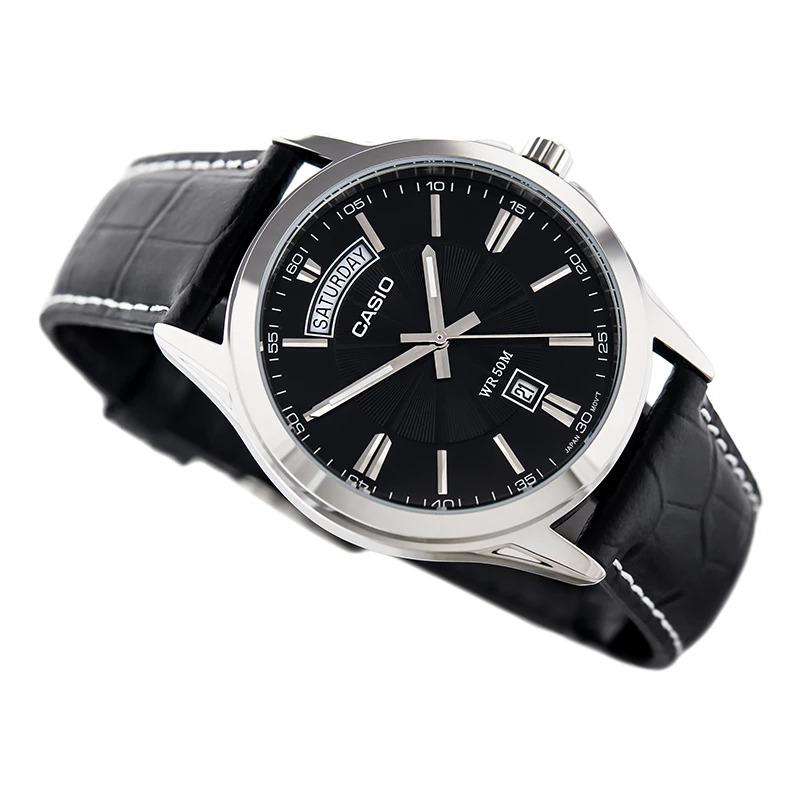 Casio MTP-1381L-1AVDF Black Leather Watch for Men-Watch Portal Philippines