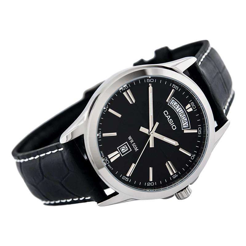 Casio MTP-1381L-1AVDF Black Leather Watch for Men-Watch Portal Philippines