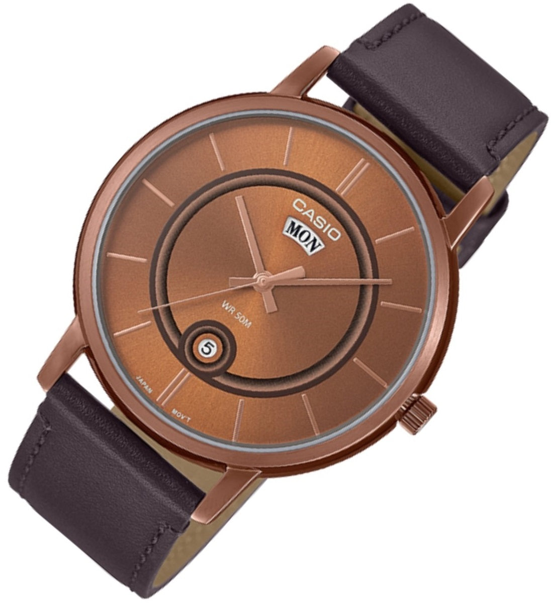 Casio MTP-B120RL-5A Analog Leather Strap Watch For Men-Watch Portal Philippines