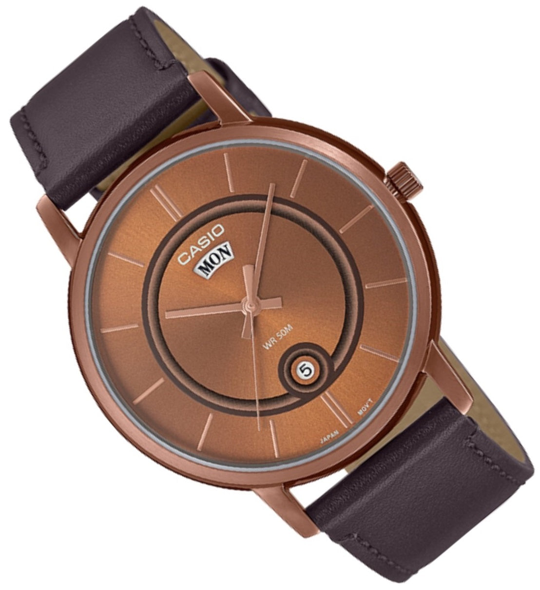 Casio MTP-B120RL-5A Analog Leather Strap Watch For Men-Watch Portal Philippines
