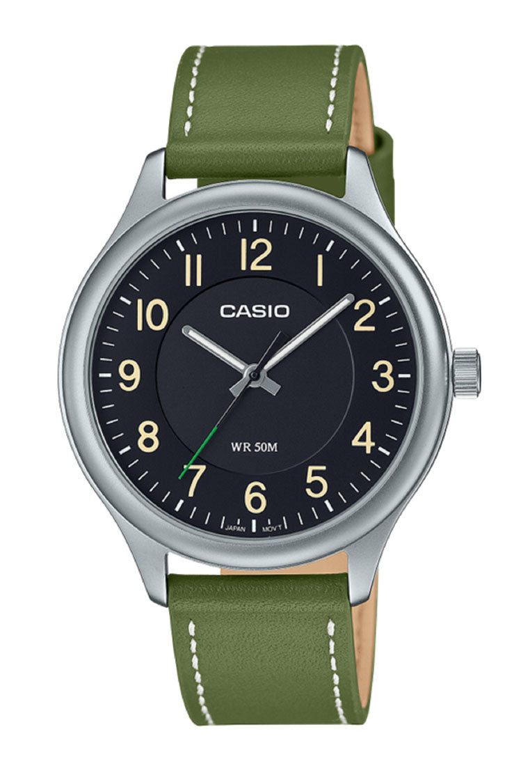 Casio MTP-B160L-1B1 Analog Leather Strap Watch for Men-Watch Portal Philippines