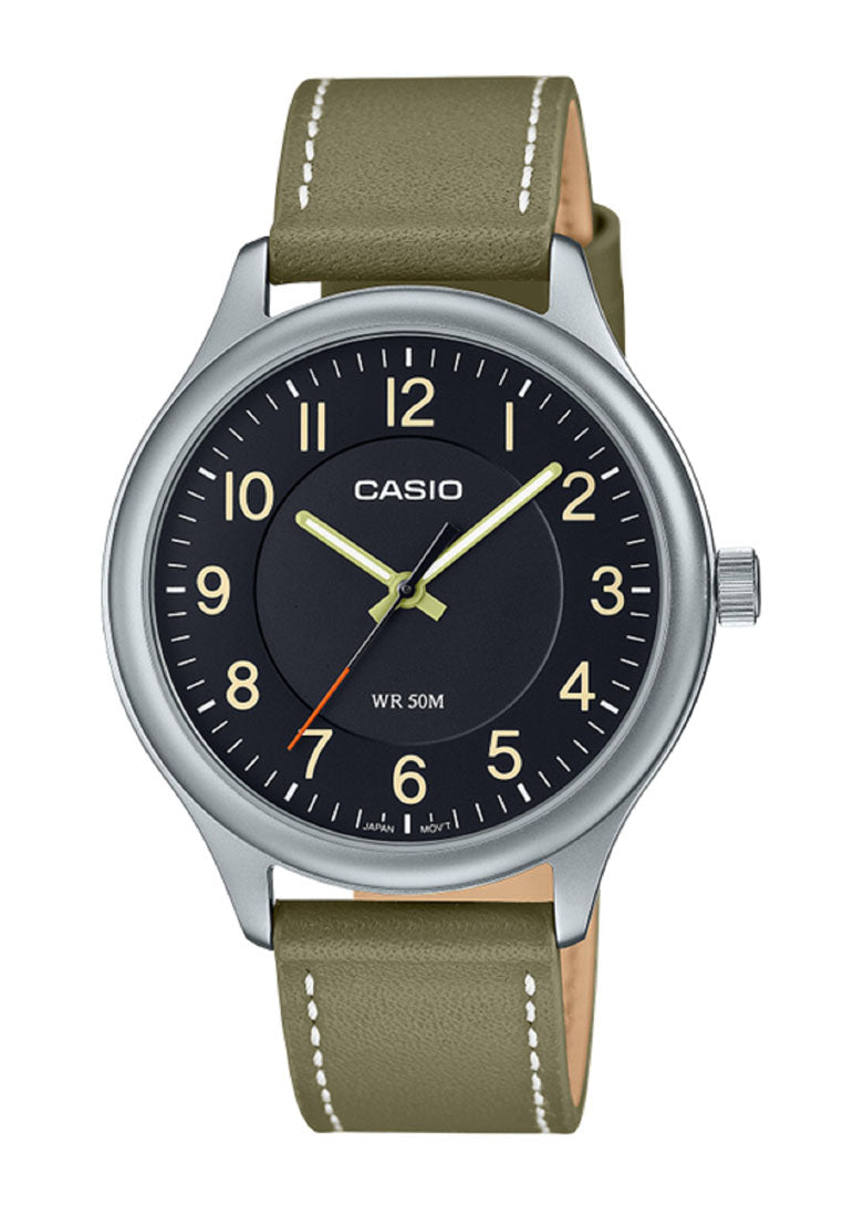 Casio MTP-B160L-1B2 Analog Leather Strap Watch for Men-Watch Portal Philippines
