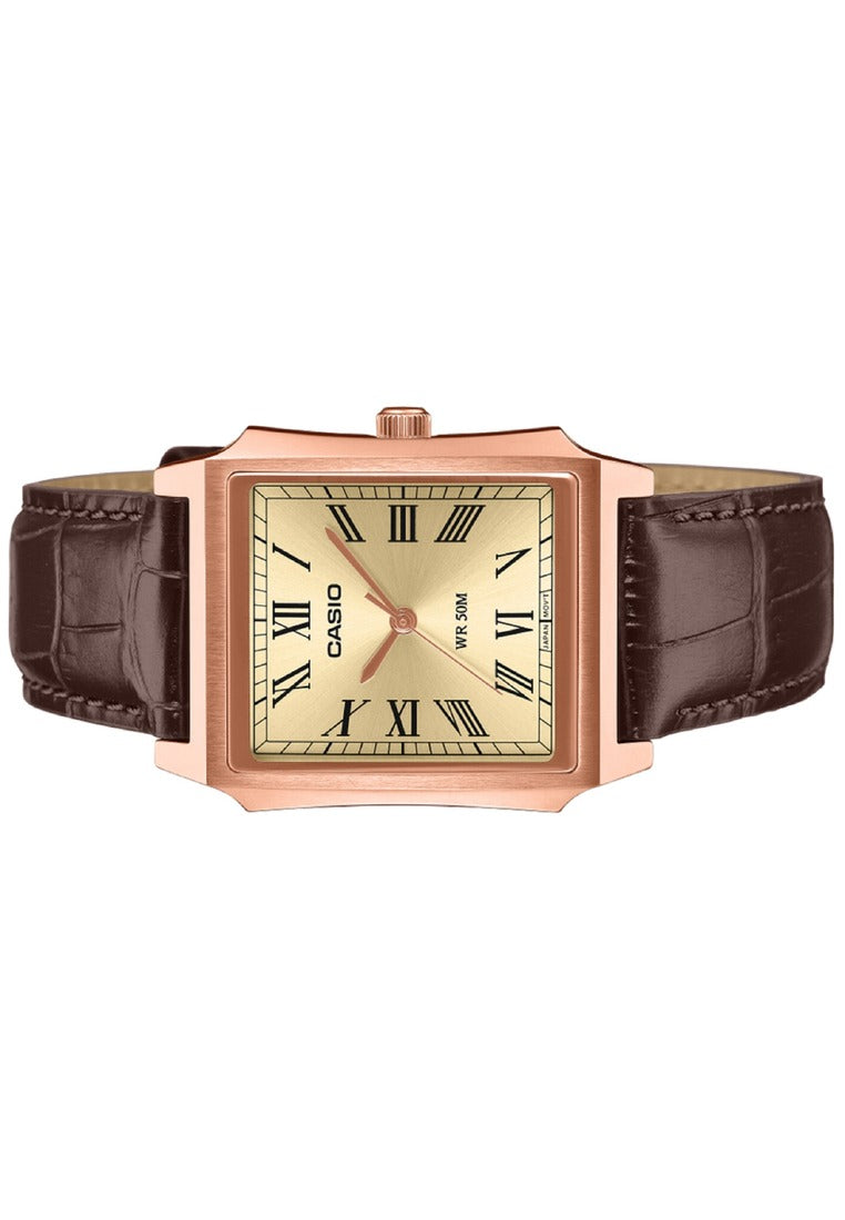 Casio MTP-B190RGL-9BVDF Tank Style Leather Strap Analog Watch for Men-Watch Portal Philippines