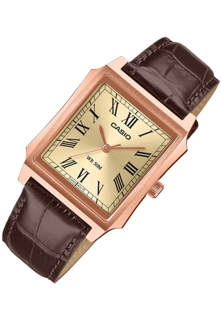 Casio MTP-B190RGL-9BVDF Tank Style Leather Strap Analog Watch for Men-Watch Portal Philippines