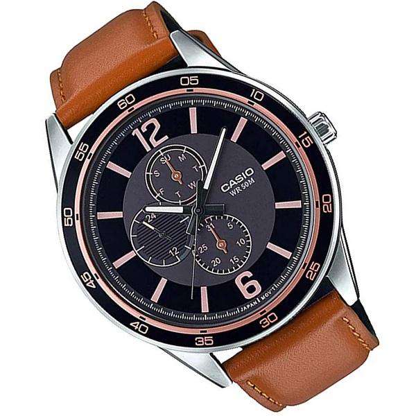 Casio MTP-E319L-1BVDF Brown Leather Strap Watch for Men-Watch Portal Philippines