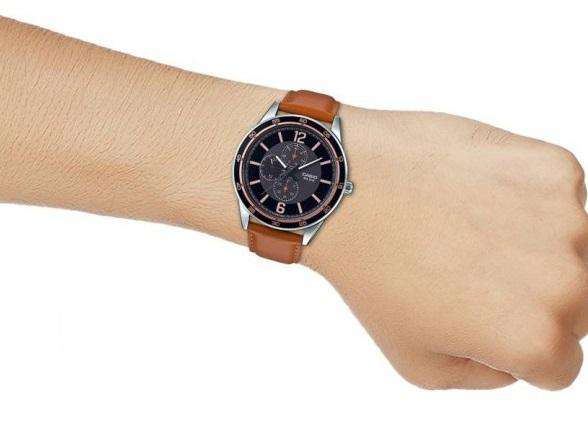 Casio MTP-E319L-1BVDF Brown Leather Strap Watch for Men-Watch Portal Philippines
