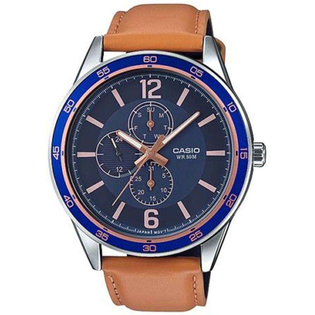 Casio MTP-E319L-2BVDF Brown Leather Strap Watch for Men-Watch Portal Philippines