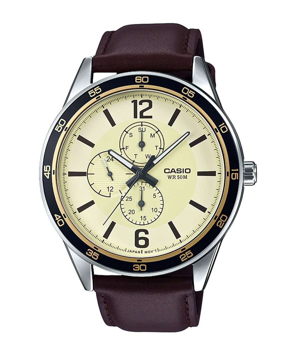 Casio MTP-E319L-9BVDF Brown Leather Strap Watch for Men-Watch Portal Philippines