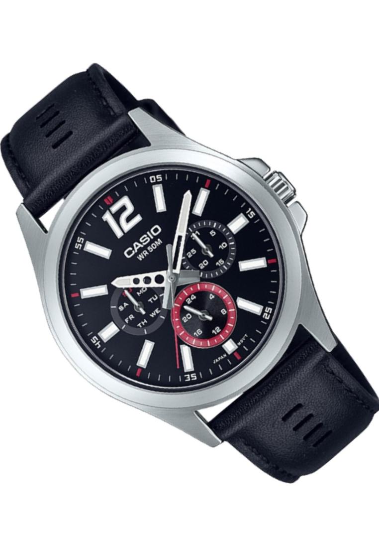 Casio MTP-E350L-1B Analog Leather Strap Watch For Men-Watch Portal Philippines