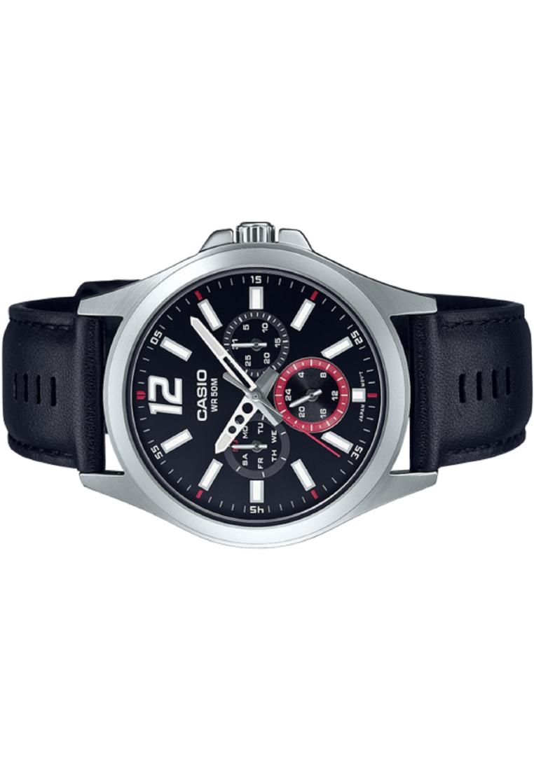 Casio MTP-E350L-1B Analog Leather Strap Watch For Men-Watch Portal Philippines