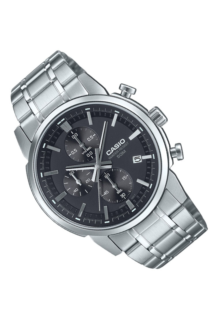 Casio MTP-E510D-1A1 Chronograph Stainless Steel Strap Watch for Men-Watch Portal Philippines