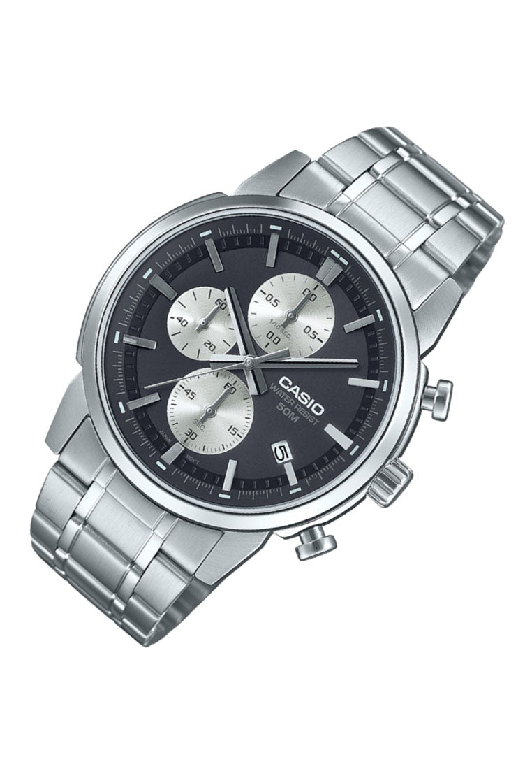 Casio MTP-E510D-1A2 Chronograph Stainless Steel Strap Watch for Men-Watch Portal Philippines