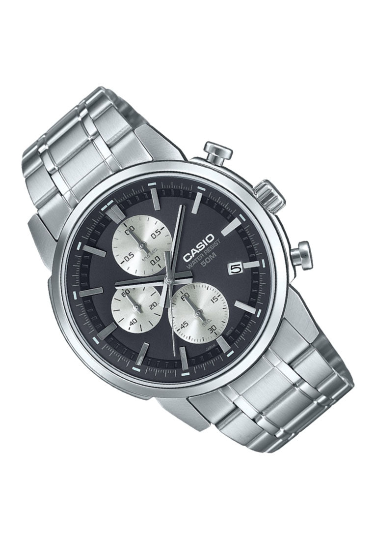 Casio MTP-E510D-1A2 Chronograph Stainless Steel Strap Watch for Men-Watch Portal Philippines