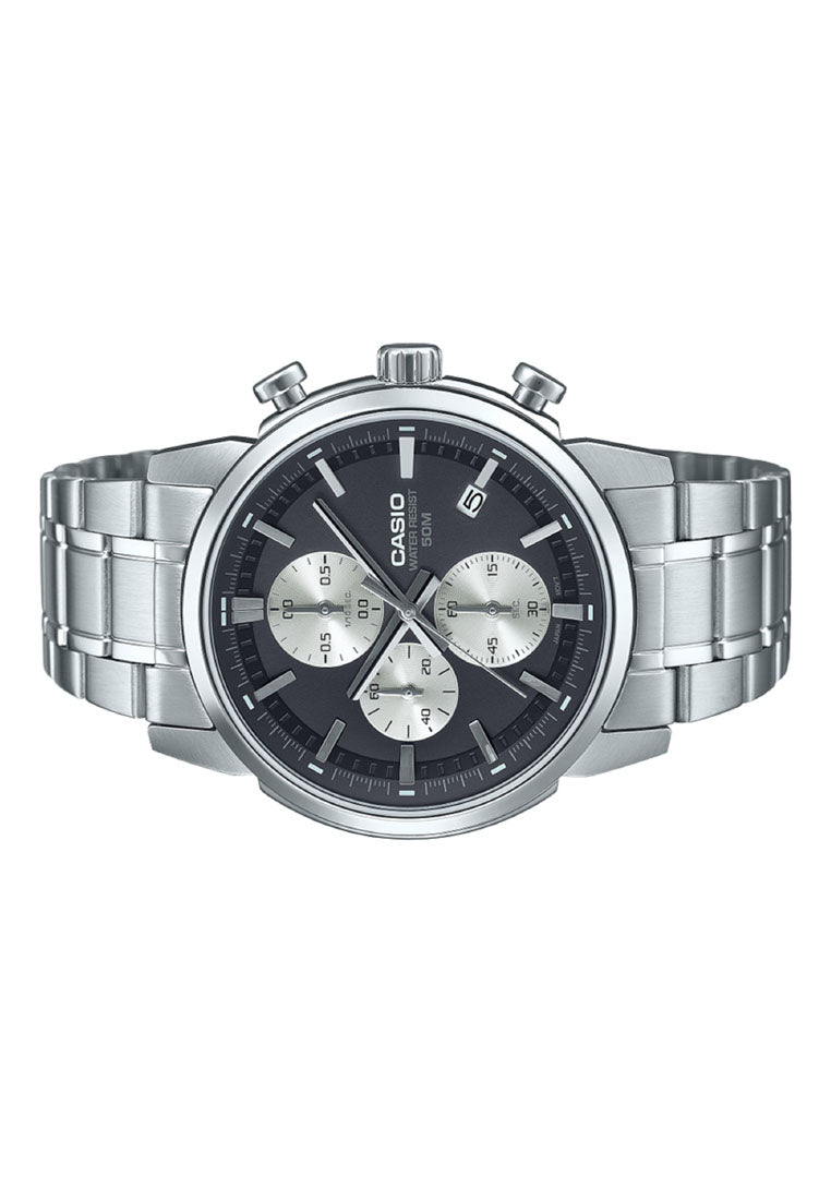 Casio MTP-E510D-1A2 Chronograph Stainless Steel Strap Watch for Men-Watch Portal Philippines