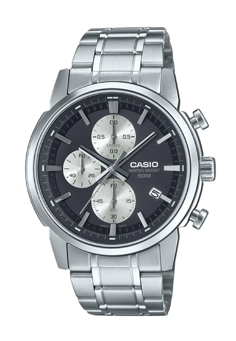 Casio MTP-E510D-1A2 Chronograph Stainless Steel Strap Watch for Men-Watch Portal Philippines