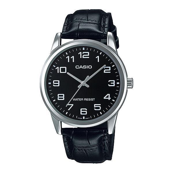Casio MTP-V001L-1B Black Leather Strap Watch For Men-Watch Portal Philippines