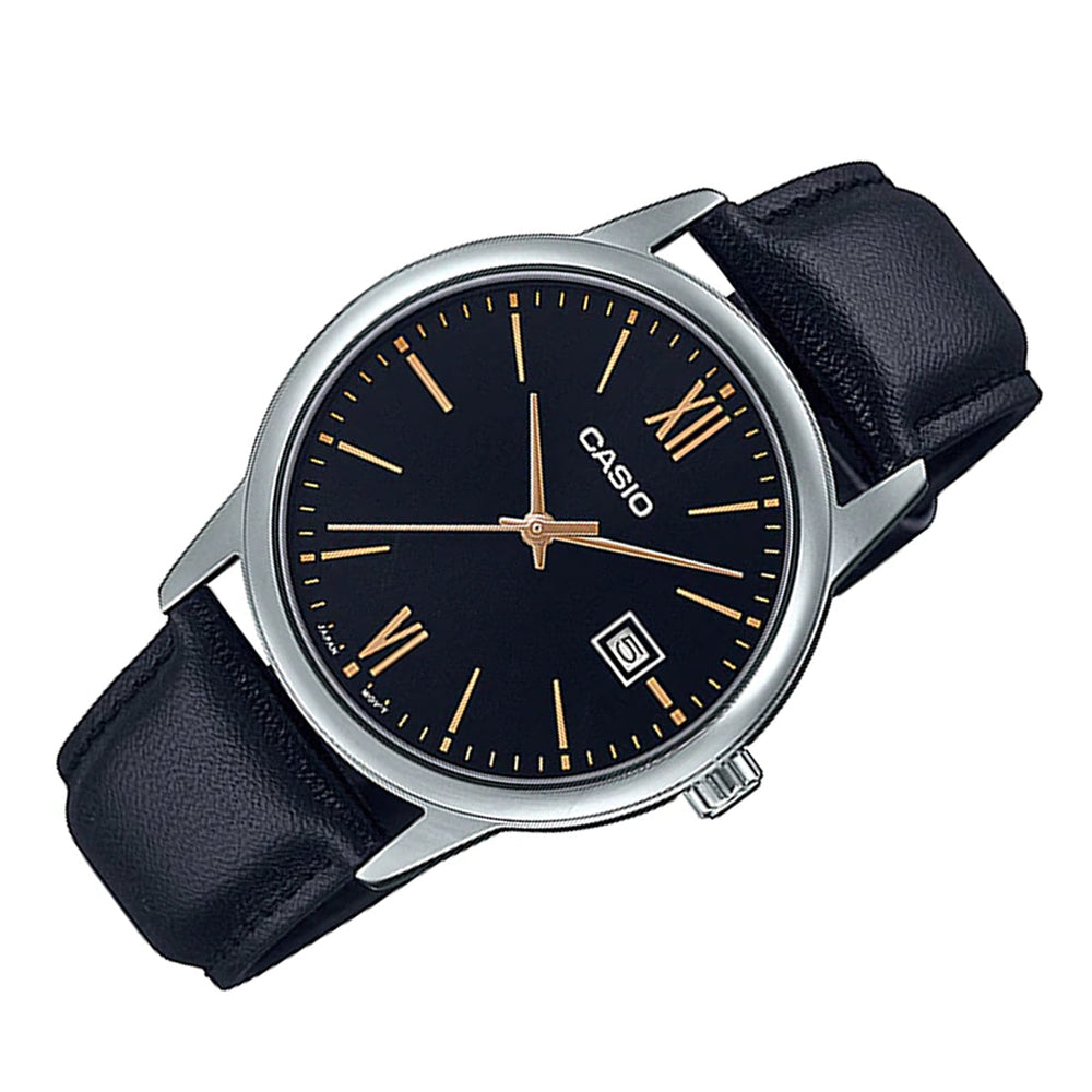 Casio MTP-V002L-1B3 Black Leather Strap Watch for Men