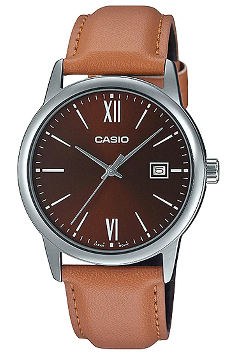 Casio MTP-V002L-5B3 Brown Leather Strap Watch for Men-Watch Portal Philippines