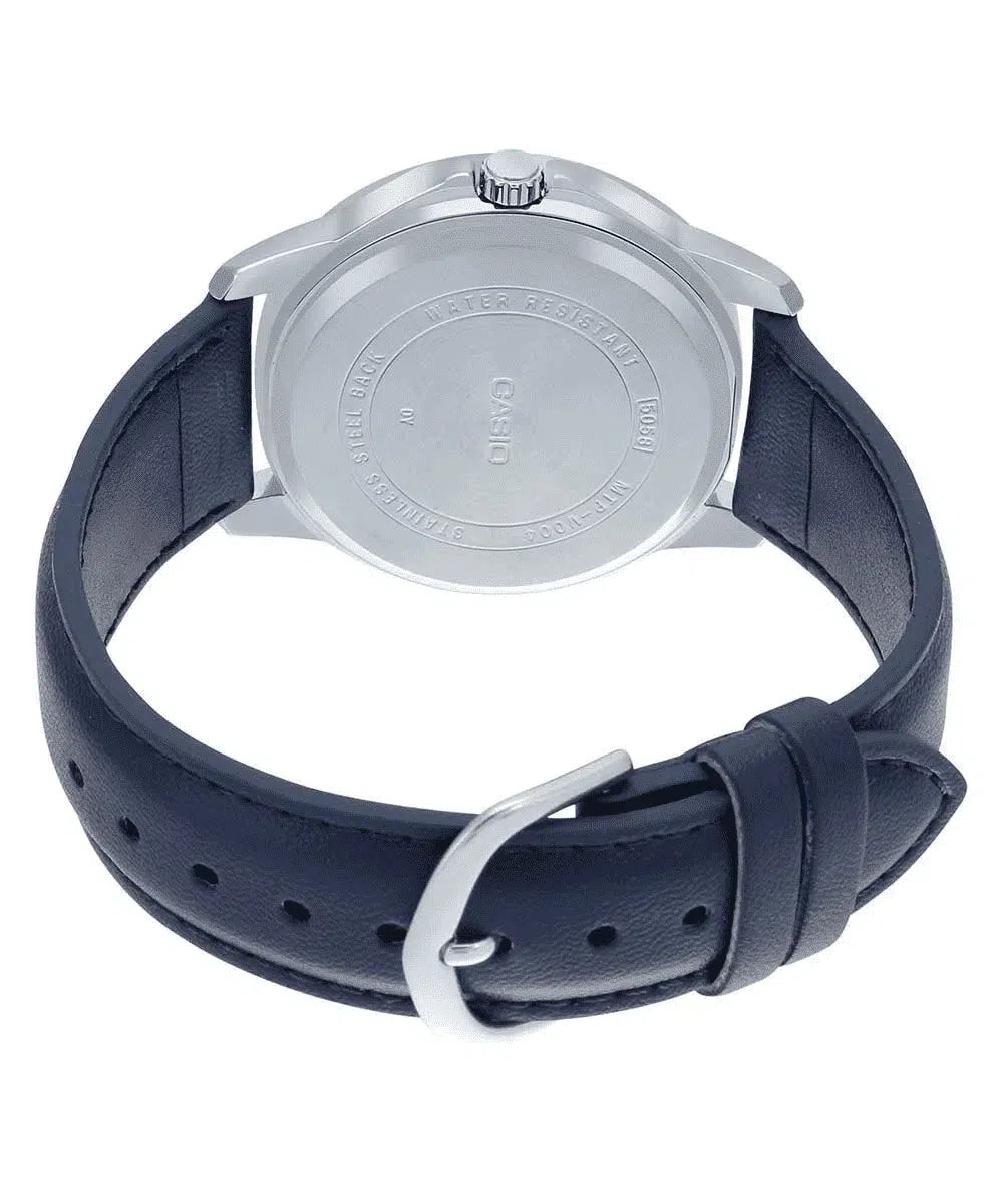 Casio MTP V004L 2B Blue Leather Watch for Men Watch Portal