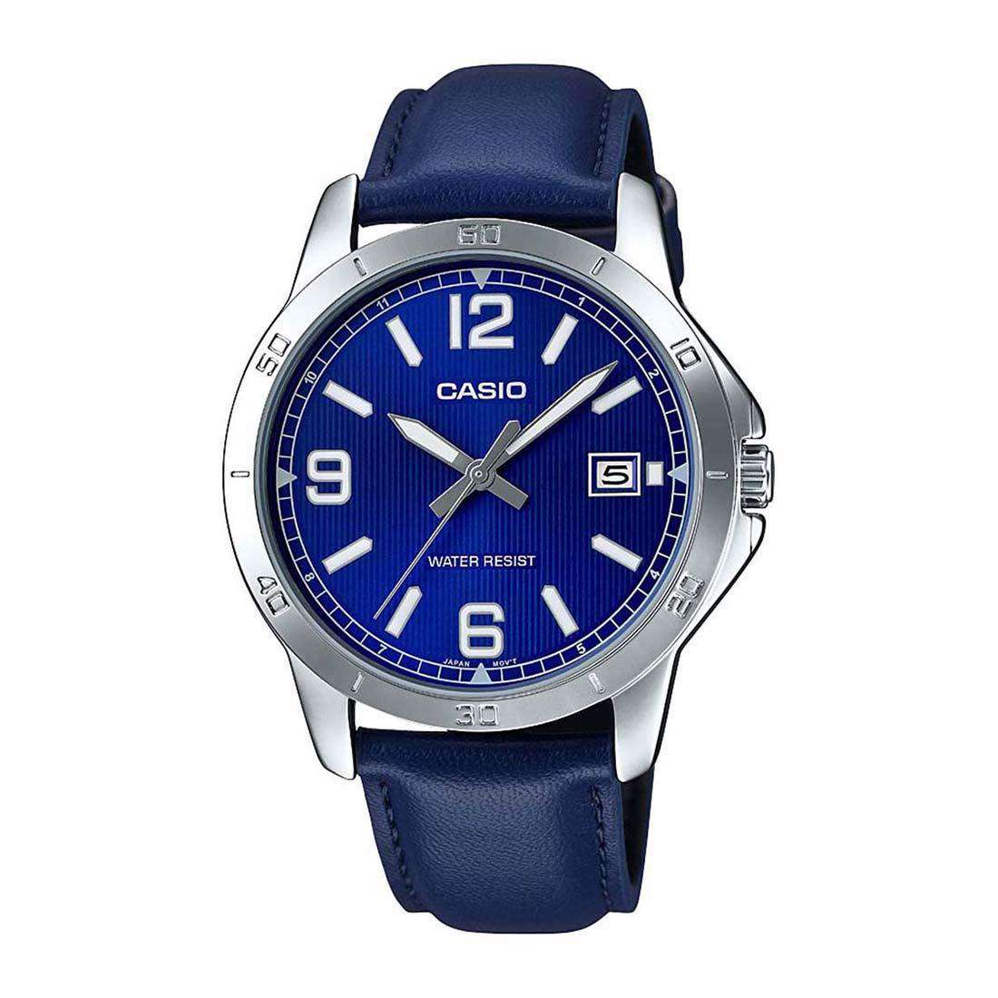 Casio MTP-V004L-2B Blue Leather Watch for Men-Watch Portal Philippines