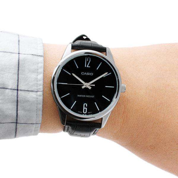 Casio MTP-V005L-1B Black Leather Watch for Men-Watch Portal Philippines