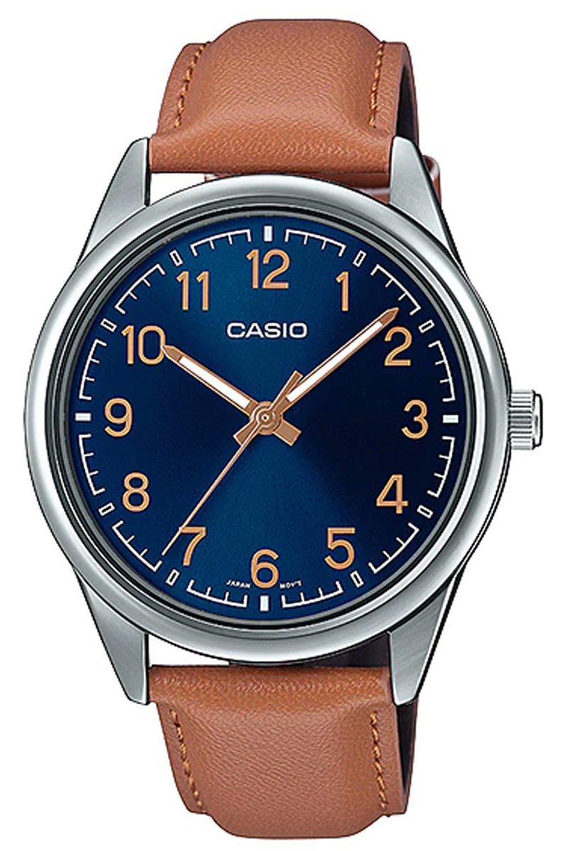Casio MTP-V005L-2B4 Brown Leather Strap Watch for Men-Watch Portal Philippines