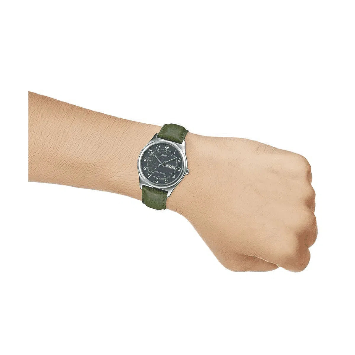 Casio MTP-V006L-3B Green Leather Watch for Men-Watch Portal Philippines