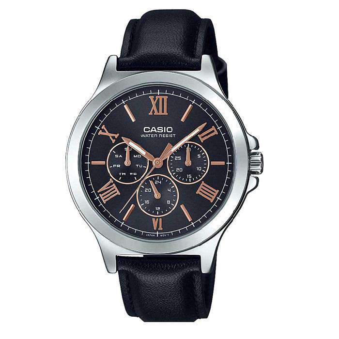 Casio MTP-V300L-1A2UDF Black Leather Strap Watch for Men-Watch Portal Philippines