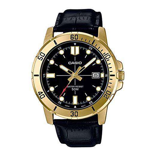 Casio MTP-VD01GL-1EVUDF Black Leather Strap Watch for Men-Watch Portal Philippines
