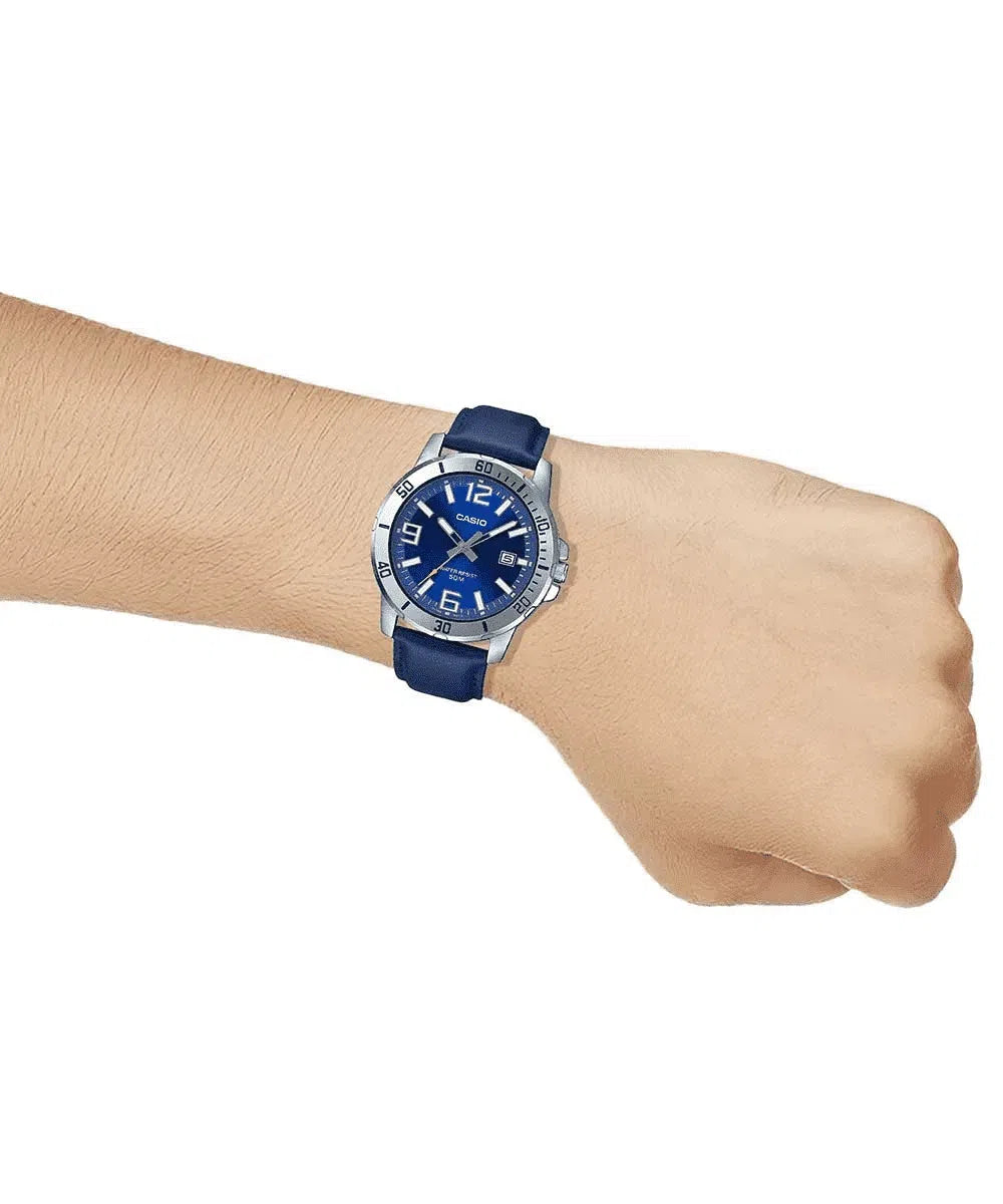 Casio MTP-VD01L-2BVUDF Blue Leather Watch for Men-Watch Portal Philippines