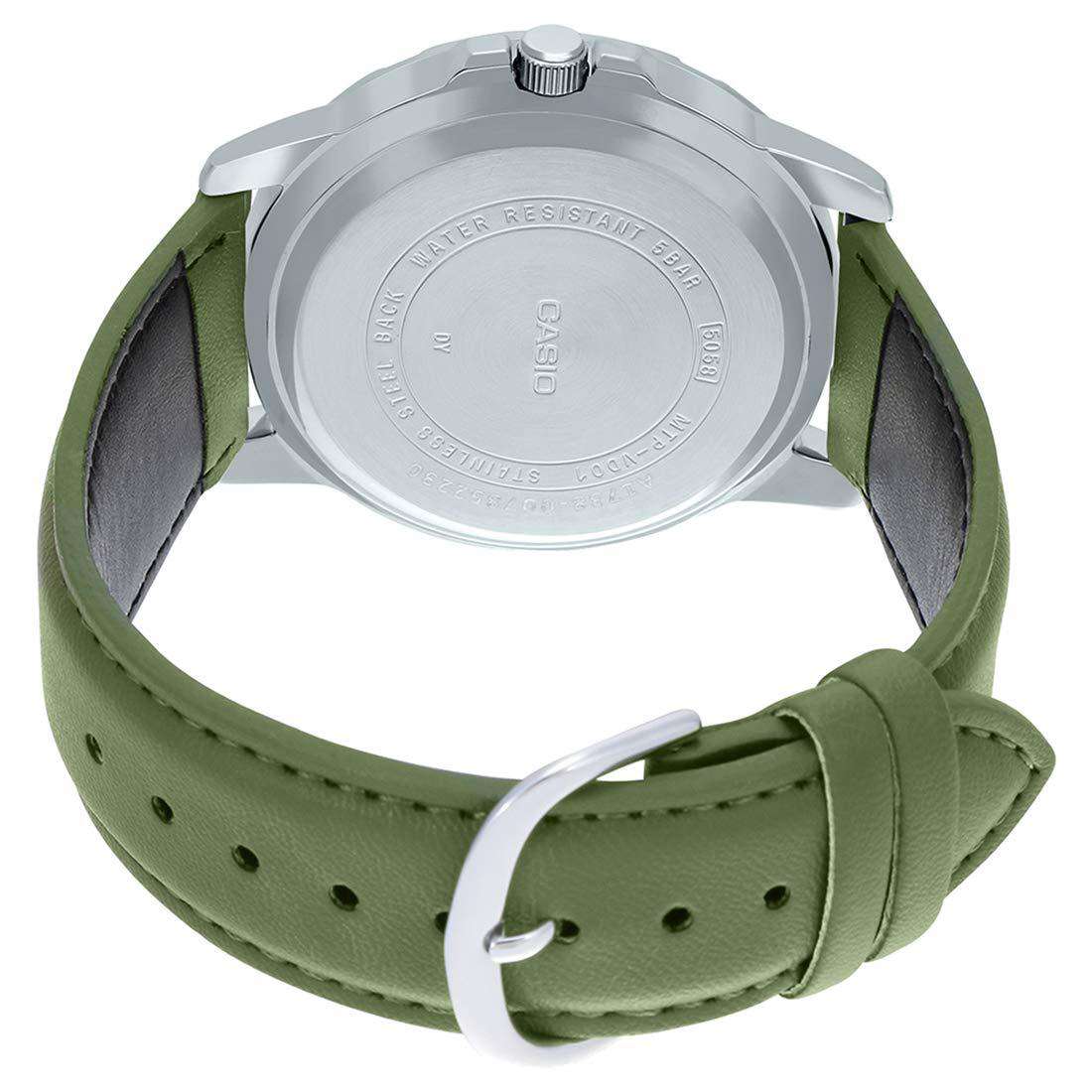Casio MTP-VD01L-3BVUDF Army Green Leather Watch for Men-Watch Portal Philippines