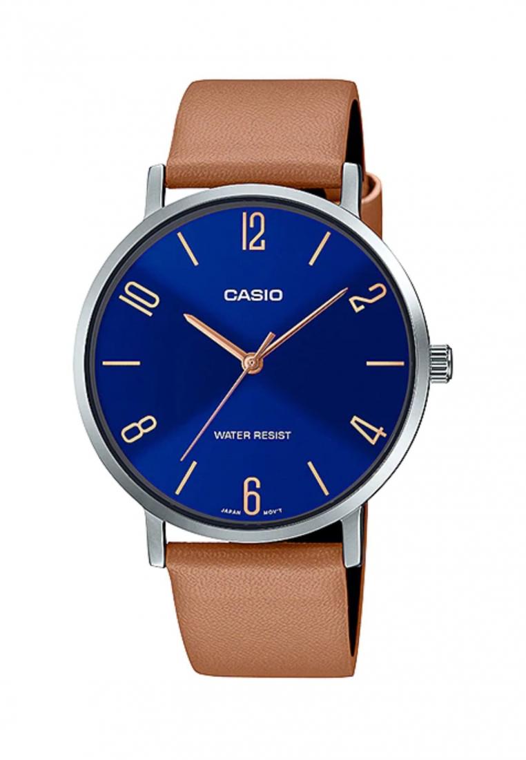 Casio MTP-VT01L-2B2 Analog Leather Strap Watch For Men-Watch Portal Philippines