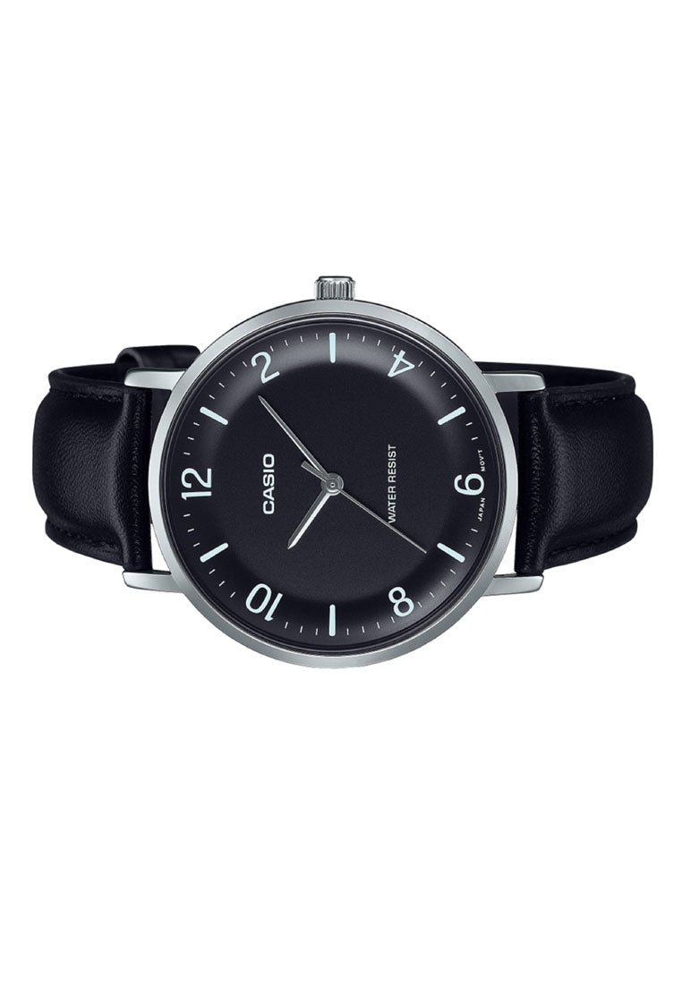 Casio MTP-VT03L-1B Analog Leather Band Watch For Men-Watch Portal Philippines
