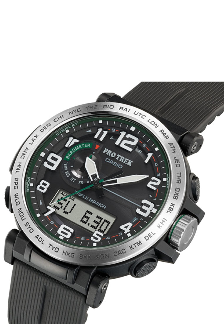 Casio Pro Trek PRG-601-1DR Digital Analog Rubber Strap Watch For Men-Watch Portal Philippines