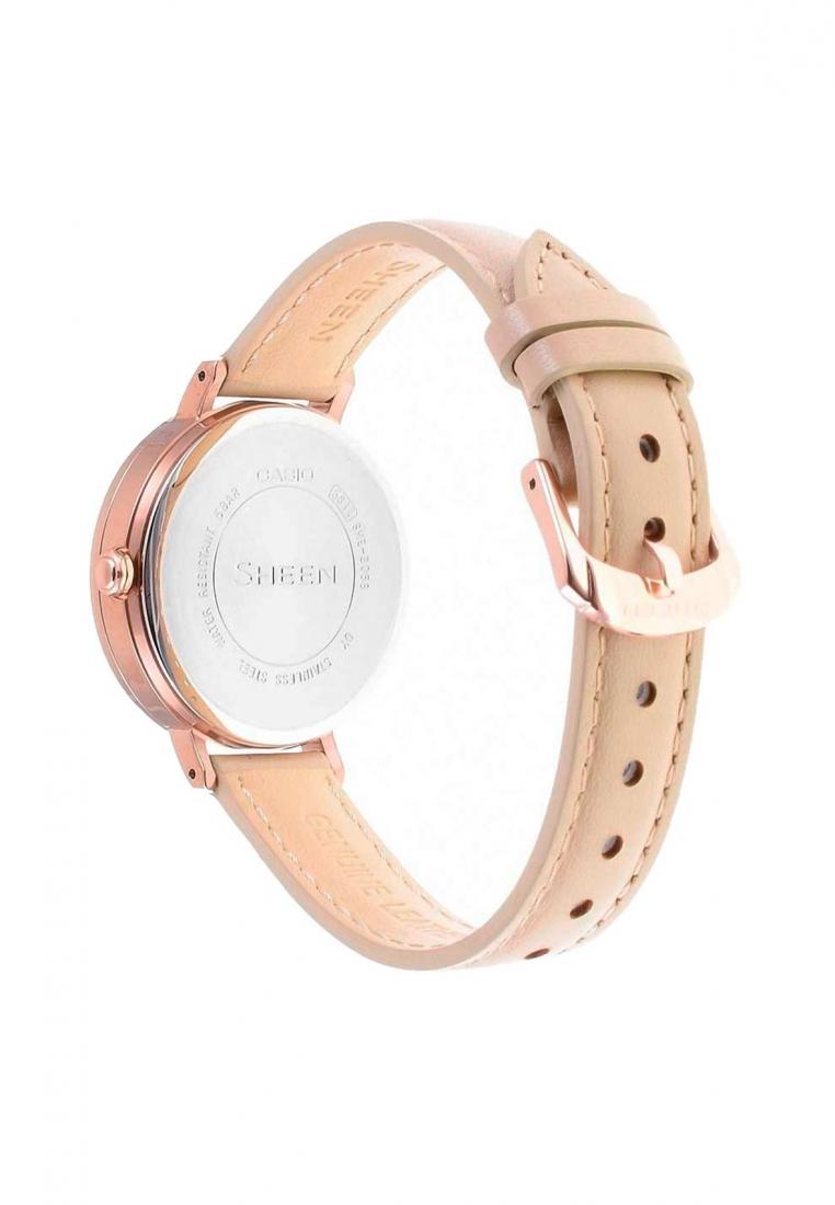 Casio Sheen SHE-3048PGL-7B Analog Leather Strap Watch For Women-Watch Portal Philippines