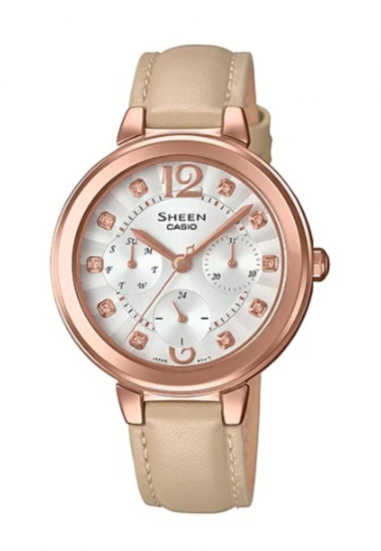 Casio Sheen SHE-3048PGL-7B Analog Leather Strap Watch For Women-Watch Portal Philippines