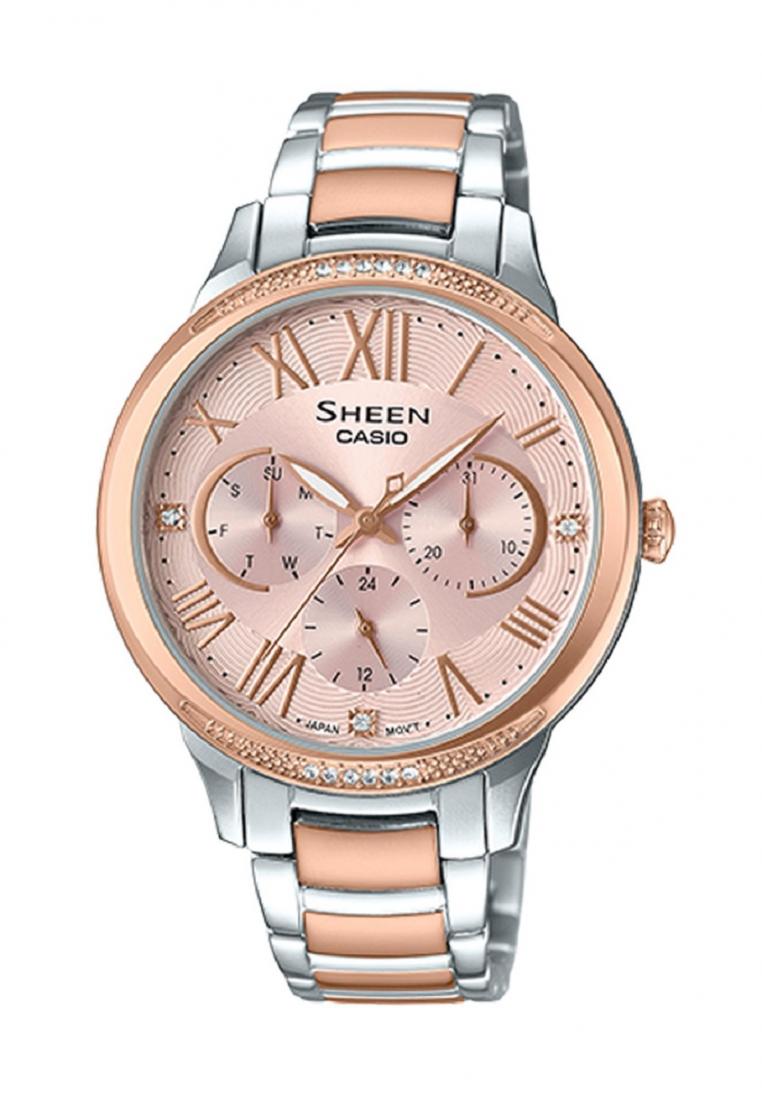 Casio Sheen SHE-3058SPG-4A Multi-Hand Analog Stainless Steel Strap Watch For Women-Watch Portal Philippines