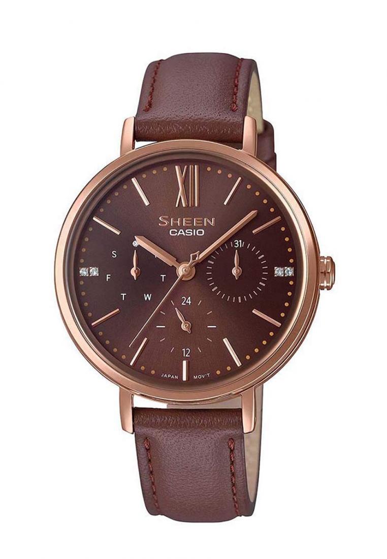 Casio Sheen SHE-3064PGL-5A Analog Leather Strap Watch For Women-Watch Portal Philippines