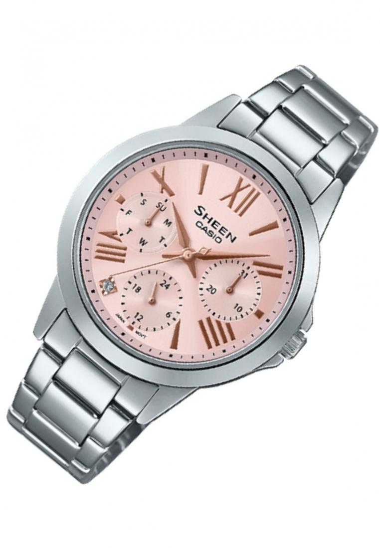 Casio Sheen SHE-3516D-4A Chronograph Stainless Steel Strap For Women-Watch Portal Philippines