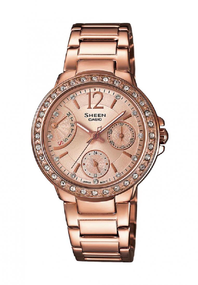Casio Sheen SHE-3805PG-9A Analog Stainless Steel Strap Watch For Women-Watch Portal Philippines