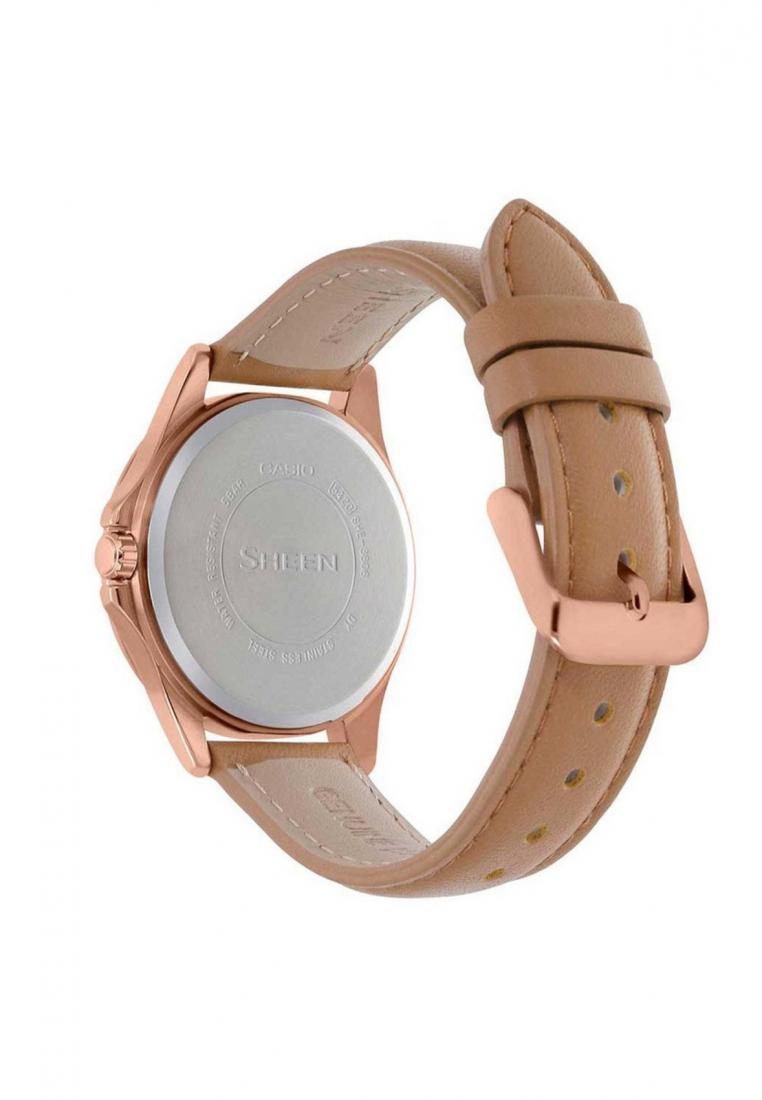 Casio Sheen SHE-3806GL-9A Analog Leather Strap Watch For Women-Watch Portal Philippines